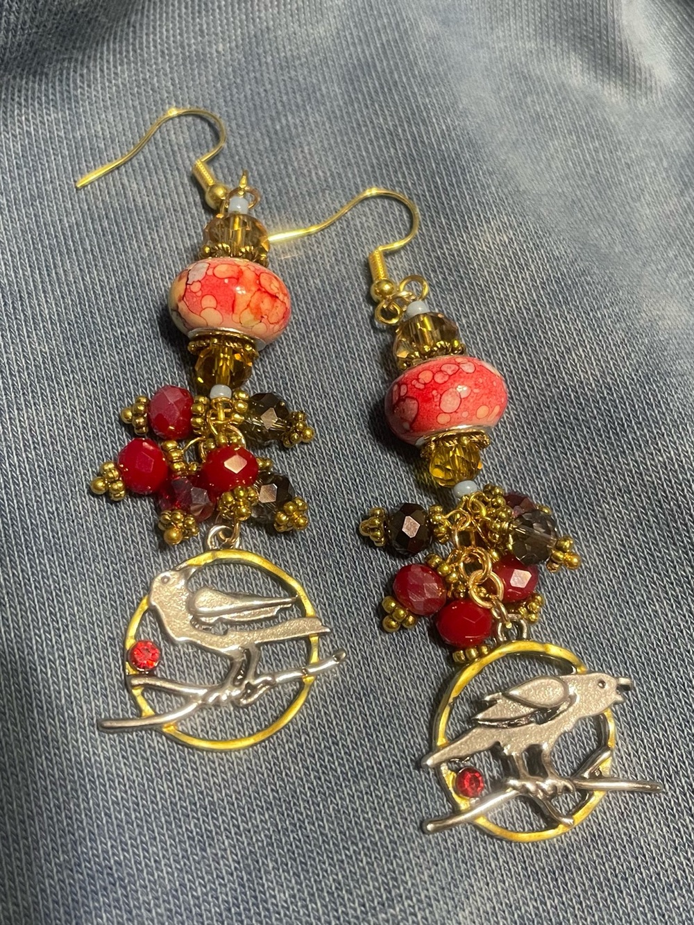 Silver and Gold Raven Earrings